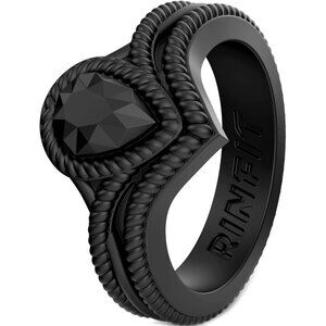 Women's Silicone Rings Engagement or Promise Rings for Her Patented Design Black